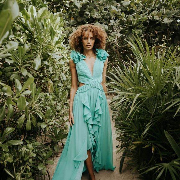 PatBO Flutter Sleeve Maxi Dress 2/Black *** This listing is for the BLACK dress - Picture 2 of 3